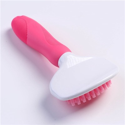 Щётка шерсти с удлиненными силиконовыми зубцами и массажным эффектом, 8×17, розовая