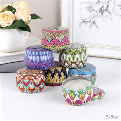 Свеча ароматическая в подсвечнике 7х5 см без наполнения / CW516-5 /уп 24/144/микс