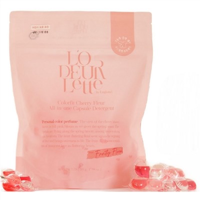 LODEURLETTE Капсулы для стирки белья с ароматом цветка вишни / In England Colorfit Cherry Fleur  All in One Capsule Detergent, 17 г x 30