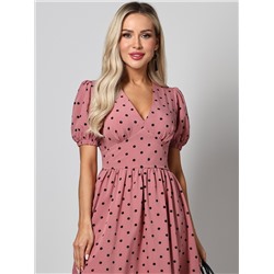 Платье с оборкой в горошек