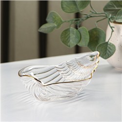 Блюдо сервировочное Magistro «Ракушка», 20×11 см, с золотой отводкой, стекло, прозрачное