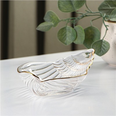 Блюдо сервировочное Magistro «Ракушка», 20×11 см, с золотой отводкой, стекло, прозрачное