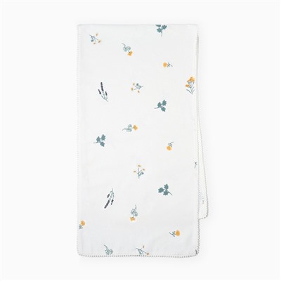 Дорожка на стол Этель «Полевые цветочки» 40×146 см, рогожка 176 г/м², 100% хлопок, белая