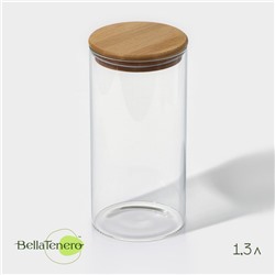 Банка для сыпучих продуктов BellaTenero «Эко», 1.3 л, 10×20.5 см, с бамбуковой крышкой, стекло