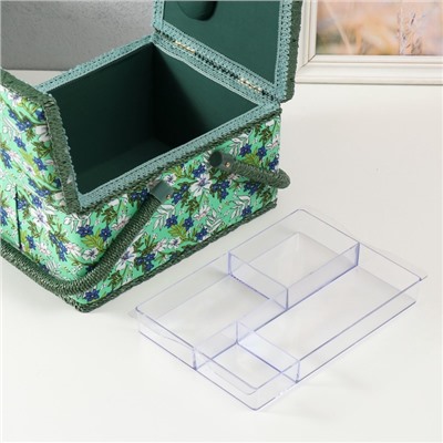 Шкатулка для рукоделия и шитья «Полевые цветы на зелёном», хранение ниток, иголок, мелочи, 19×26×14.5 см