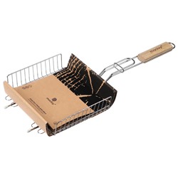 Решётка - гриль универсальная maclay, 20×20 см, нержавеющая сталь, для мангала, бежевая ручка