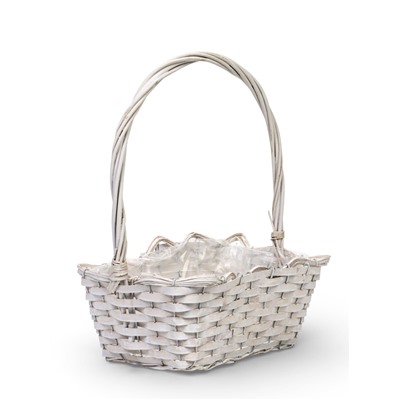 Корзина плетёная для хранения, лоза, прямоугольная, белая, набор 3 шт.