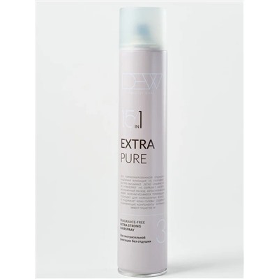 DEW Professional Лак для волос экстрасильной фиксации без отдушки / Extra Pure, 500 мл