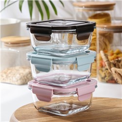 Контейнер Доляна Cook and Freeze, 300 мл, 12×6 см, с крышкой, жаропрочное стекло, цвет МИКС