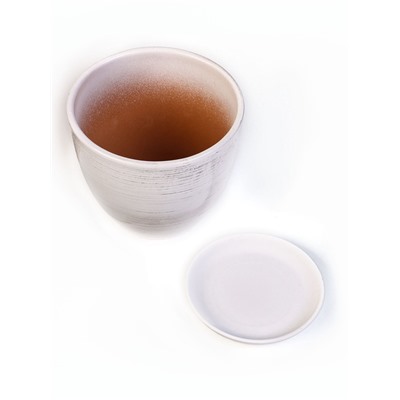 Горшок для цветов «День», керамический, с поддоном, 2.5 л, белый с полосками