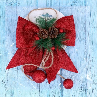 Украшение ёлочное «Зимнее волшебство. Бант», новогоднее, 16×18.5 см, красное