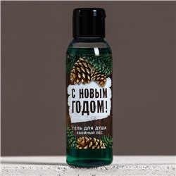 Подарочный набор новогодний мужской «Богатства и успеха», гель для душа 100 мл и мочалка для тела, Чистое счастье