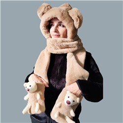 Шапка-шарф с ушками и шарфик