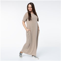 Платье, трикотаж, бежевый