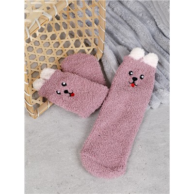 Носки женские флисовые р. 35-40 Лапки новогодний №12 / MNZ-16/12 /уп 12 /700654