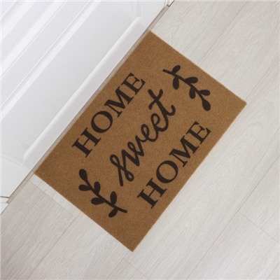 Коврик придверный Доляна Sweet Home, без окантовки, влаговпитывающий, 40×60 см, коричневый