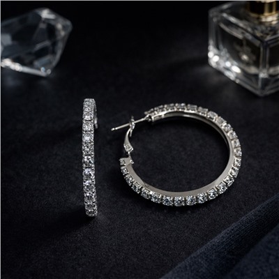 Серьги бижутерия кольца блестящие с камнями, арт.007.296