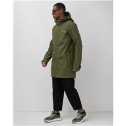 Парка спортивная мужская с капюшоном softshell цвета хаки 9565Kh