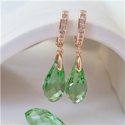 Комплект ювелирной бижутерии коллекция "Дубай" серьги и кулон, покрытие позолота, вставка: искусственный кристалл под Сваровски, цвет: зеленый, арт.314.827