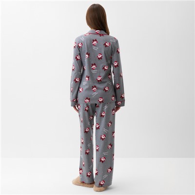 Пижама новогодняя женская (рубашка, брюки) KAFTAN «Дед мороз», размер 40-42