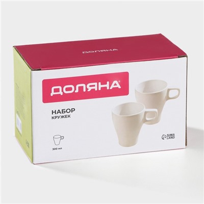 Набор кружек Доляна Coffee break, 200 мл, 2 шт., керамика, белый