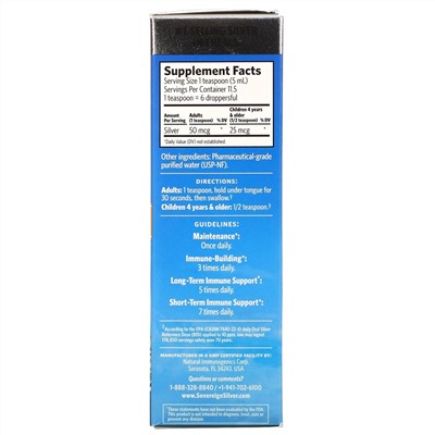 Sovereign Silver, Bio-Active Silver Hydrosol с капельным дозатором, ежедневная и иммунная поддержка, 10 ч/млн, 59 мл (2 жидких унции)