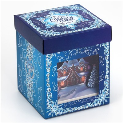 Подарочная коробка новогодняя складная с 3D эффектом «Сказка», 11×11×13 см