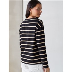 Лонгслив в полоску из премиального хлопка с эластаном