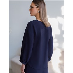 Укороченная блузка с V вырезом из плотного лиоцелла