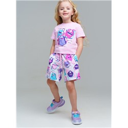 Комплект трикотажный для девочек: фуфайка (футболка), шорты