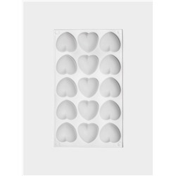 Форма для муссовых десертов и выпечки KONFINETTA «Сердца», 29.8×17.3×2.5 см, 15 ячеек (5×4.6 см), силикон, белая