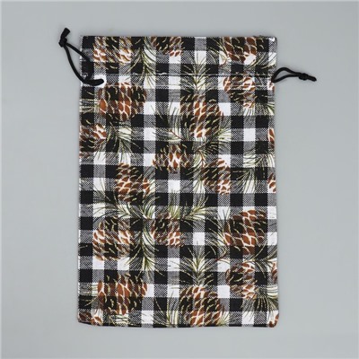 Мешочек подарочный холща «Новогодняя клетка», 16×24 см ± 1.5 см