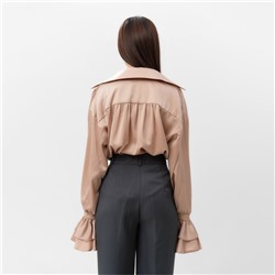 Блузка шелковая с воланами женская MIST, размер 46, бежевая