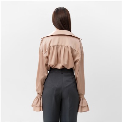 Блузка шелковая с воланами женская MIST, размер 46, бежевая