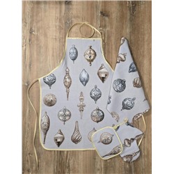 Набор рогожка 4 предмета "Новогодние игрушки"