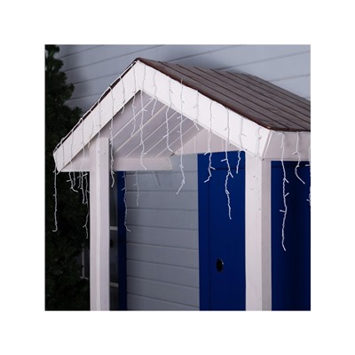 Гирлянда «Бахрома» 4×0.6 м, IP44, белая нить, 180 LED, свечение бело-синее, мигание, 220 В