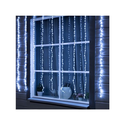 Гирлянда «Водопад» 2×1.5 м, IP44, прозрачная нить, 400 LED, свечение белое, 8 режимов, 220 В