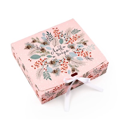 Коробка подарочная новогодняя складная «Новогодняя ботаника», 20×18×5 см, Новый год