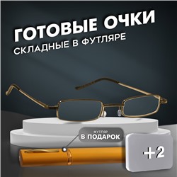 Готовые очки GA0127 классА в футляре (Цвет: C2 золотой; диоптрия: +2; тонировка: Нет)