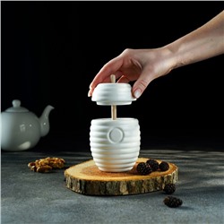 Ёмкость для мёда BellaTenero, 300 мл, с ложкой, фарфор, белая