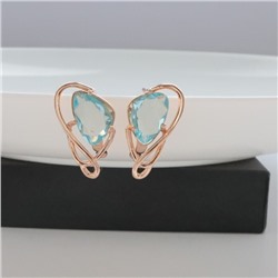 Серьги ювелирная бижутерия коллекция "Дубай" с крупным камнем, покрытие позолота, цвет: голубой, арт.314.442