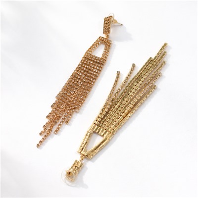 Комплект вечерней бижутерии со стразами чокер и серьги, цвет: шампань, арт.012.105