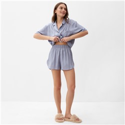 Пижама женская (рубашка, шорты) KAFTAN «Полоска», размер 40-42, голубая