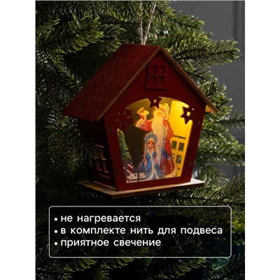 Подвеска световая «Дед Мороз и Снегурочка», 16×7×15.5 см, 1 LED, от батареек AG10×3, свечение тёплое белое