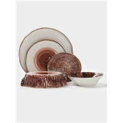 Блюдо для подачи Magistro Wood, 20.5×18.7×5.5 см, фарфор, коричневое