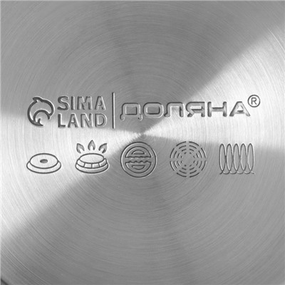 Набор посуды Доляна «Сильве», 3 предмета: сотейник 1.5 л, d=16 см, кастрюли 2 л, 4 л, d=18 см, d=22 см, крышки, индукция, нержавеющая сталь