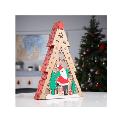 Светодиодная фигура «Дед Мороз» 29.5×45×7 см, дерево, батарейки AAAх2 (не в комплекте), свечение тёплое белое