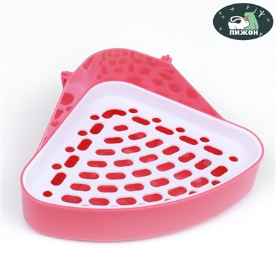 Туалет угловой для кроликов и хорьков, 24×18×11 см, красный