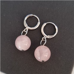 Серьги бижутерия висячие Розовый Кварц, 1028, арт.218.075