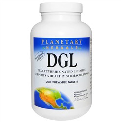 Planetary Herbals, DGL, глицирризинат солодки, 200 жевательных таблеток